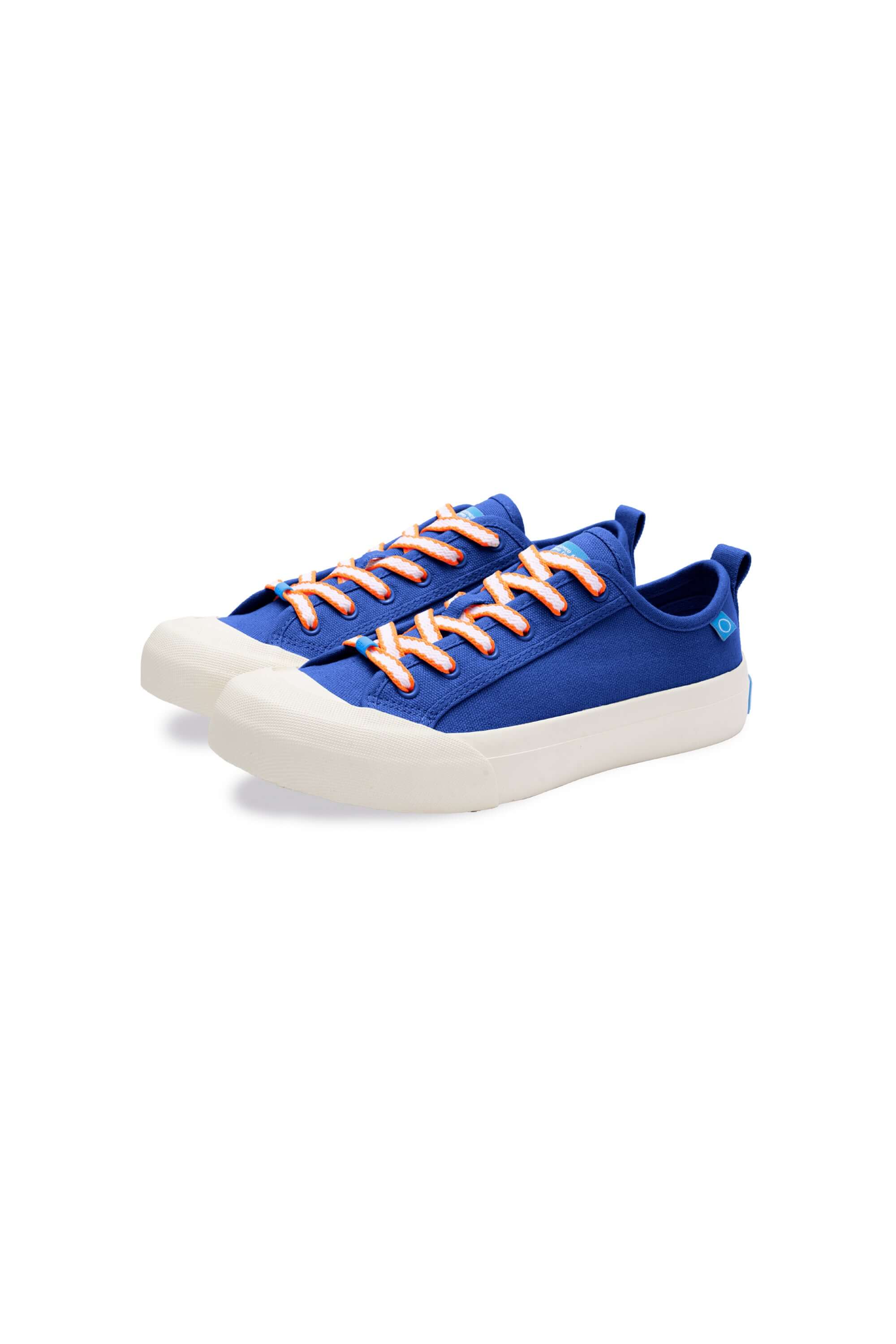 lace:cobalt-neon orange two tone flat lace